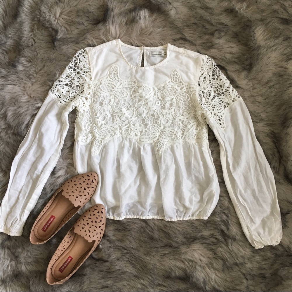 Abercrombie & Fitch White Cotton Lace Blouse
